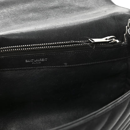 Saint Laurent Sheepskin Matelasse Chevron Monogram Large College Satchel Black 11 of 17