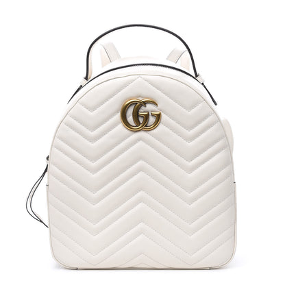 Gucci Calfskin Matelasse GG Marmont Dome Backpack White 1 of 9