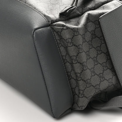 Gucci GG Supreme Monogram Textured Dollar Calfskin Medium Ophidia Double Buckle Backpack Grey Black Graphite Grey 9 of 9