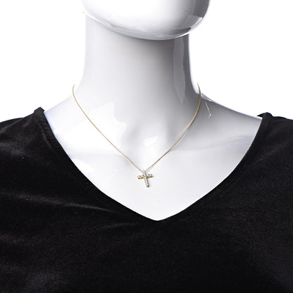 Tiffany 18K Yellow Gold Diamond Small Cross Pendant Necklace 2 of 6