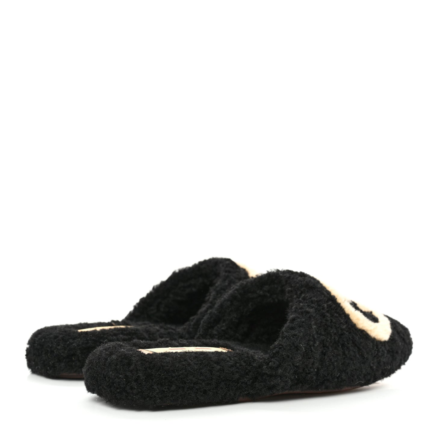 Shearling Interlocking G Womens Eileen Slippers 36 Black Butterscotch