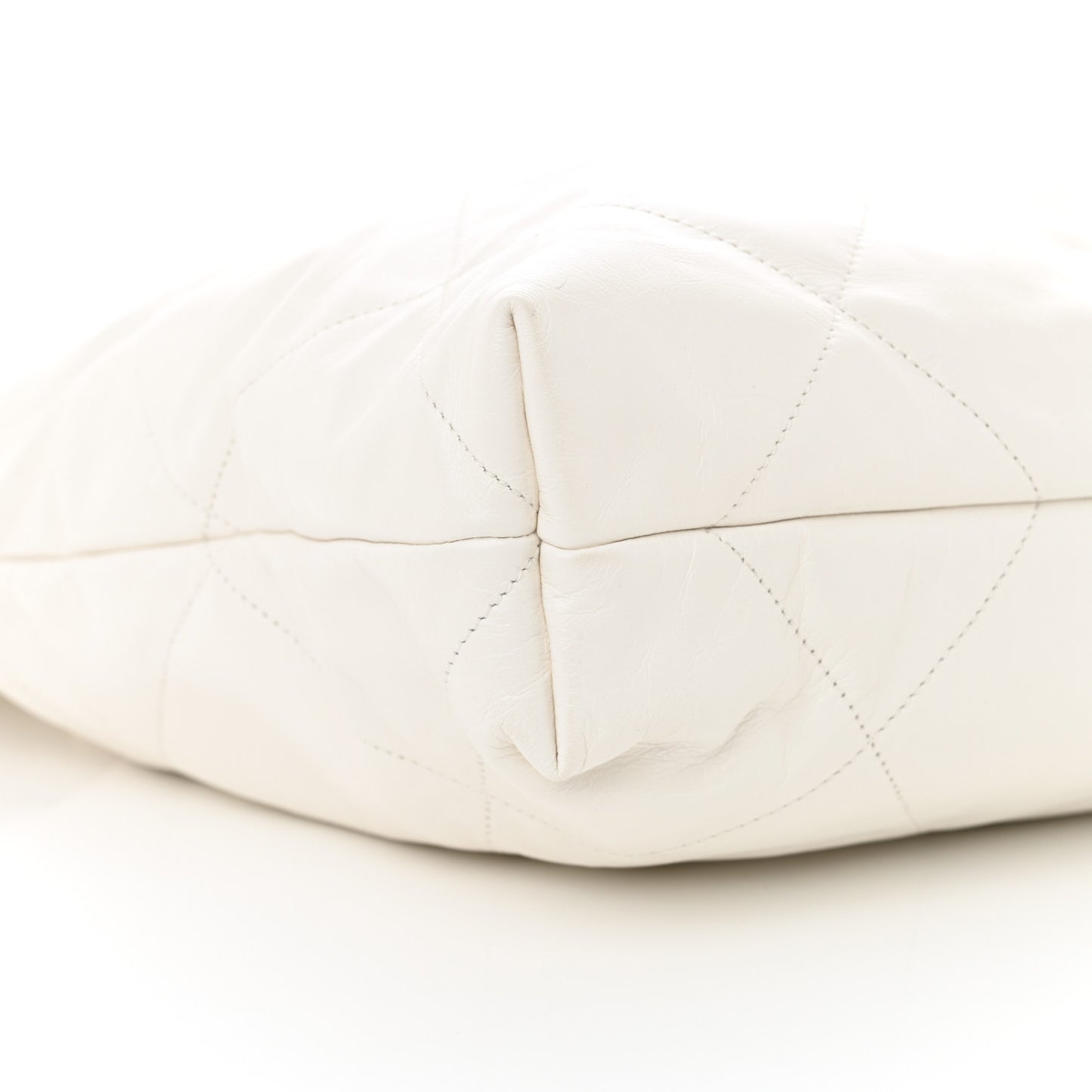 Shiny Calfskin Quilted Chanel 22 White