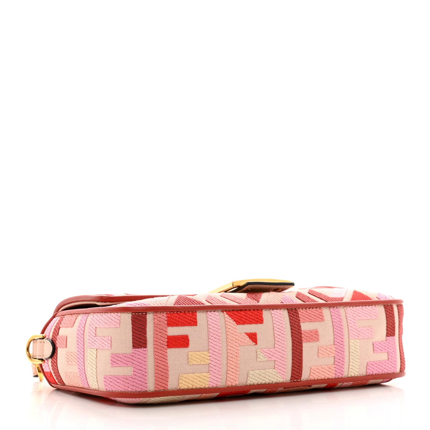 Canvas Vitello King FF Embroidered Baguette Rosa Quarzo Bloody Mary Multicolor