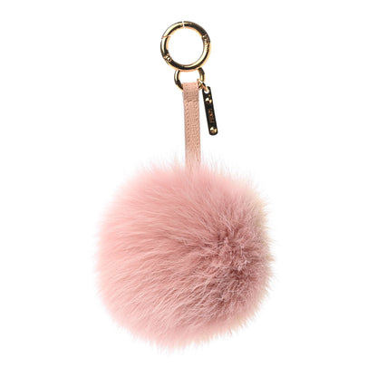 Fendi Fox Fur Vitello Elite Bi-Color Pom Pom Bag Charm Rosa Cammello Cipria 1 of 3