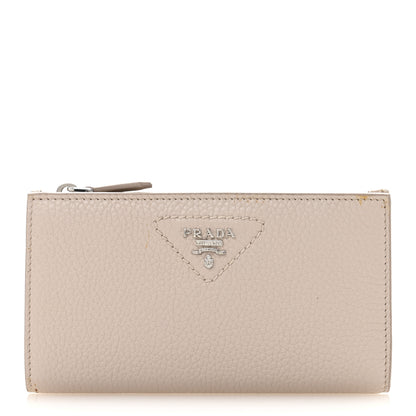 Prada Vitello Daino Triangle Continental Zip Wallet Ninfea 1 of 9