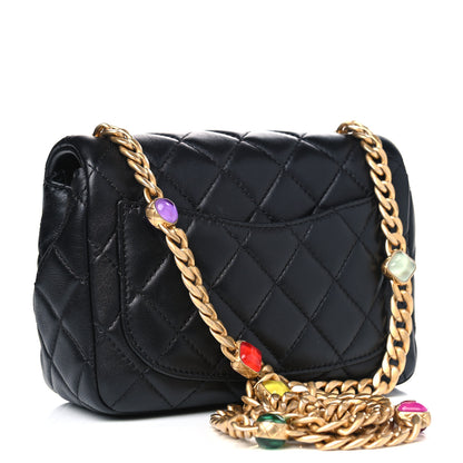 Chanel Lambskin Resin Quilted Mini Pearl Samba Square Flap Black 2 of 4
