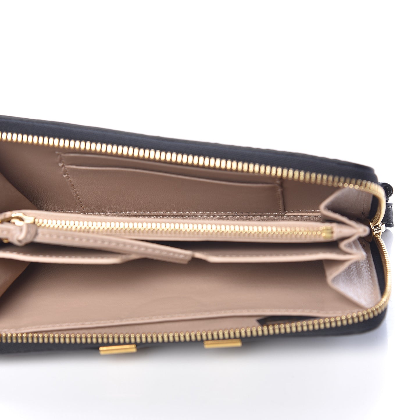 Grained Calfskin Marcie Long Zip Around Wallet Black