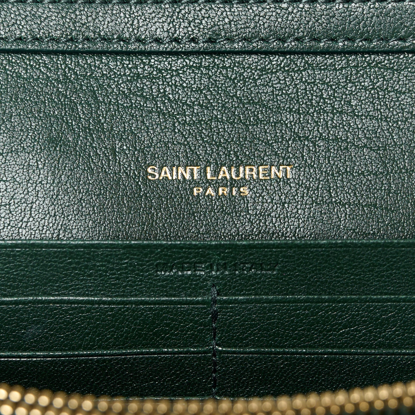 Lambskin Diamond Quilted Becky Chain Wallet Vert Fonce