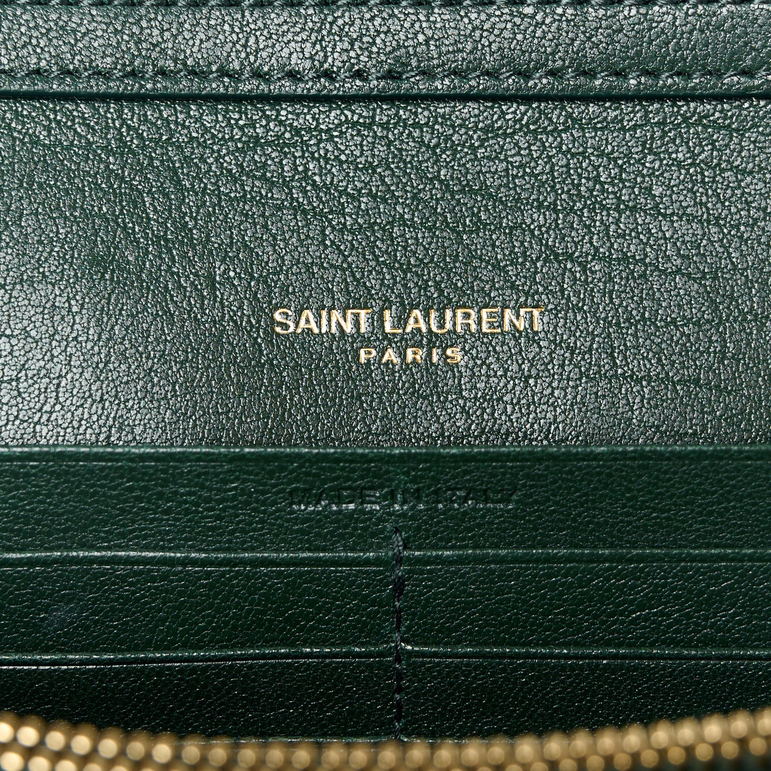 Saint Laurent Lambskin Diamond Quilted Becky Chain Wallet Vert Fonce 6 of 11