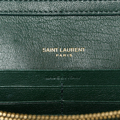 Saint Laurent Lambskin Diamond Quilted Becky Chain Wallet Vert Fonce 6 of 11