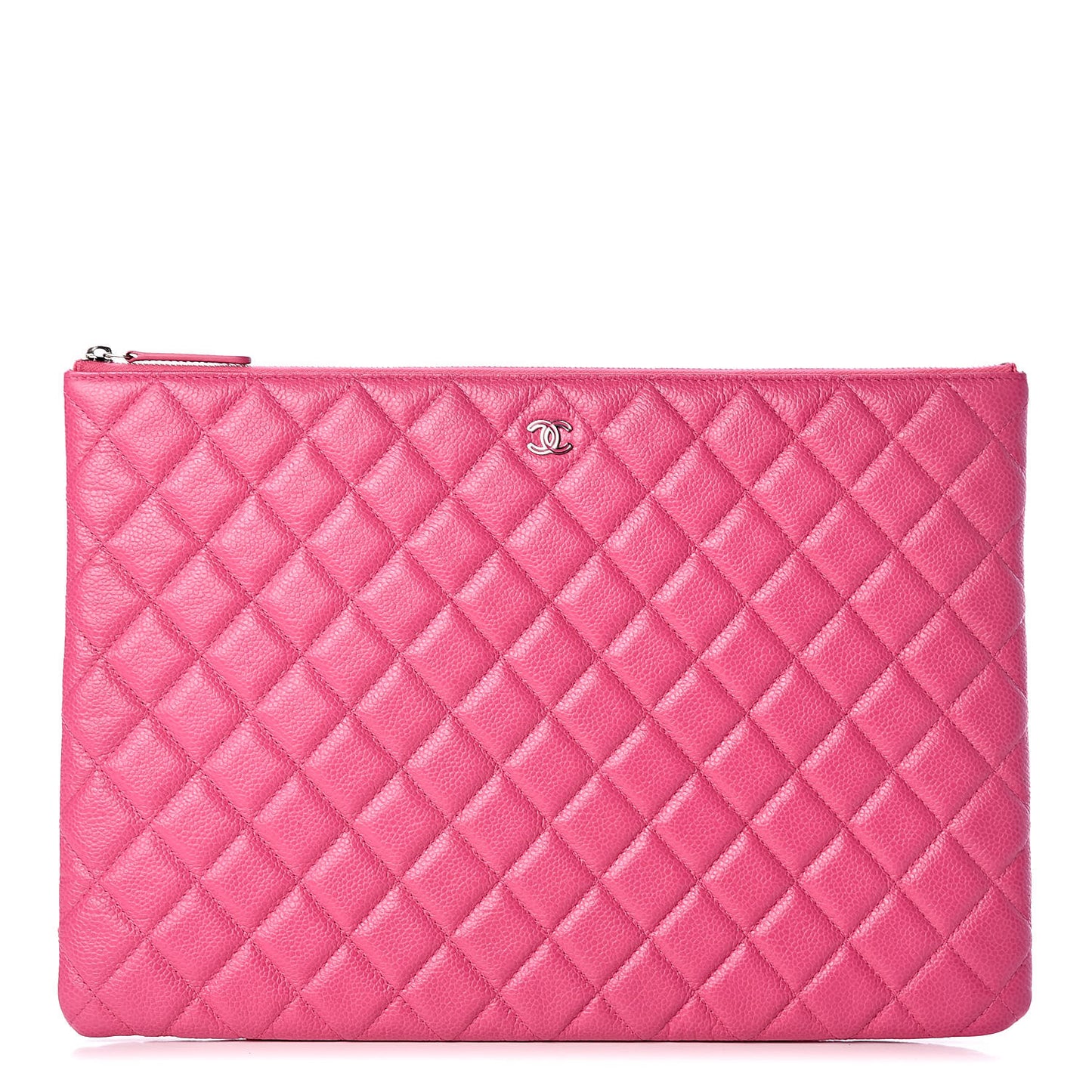 Caviar Quilted Large Cosmetic Case Pink