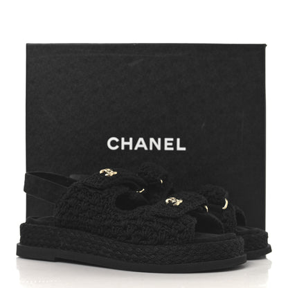 Chanel Crochet Velcro Dad Sandals 36 Black 9 of 9