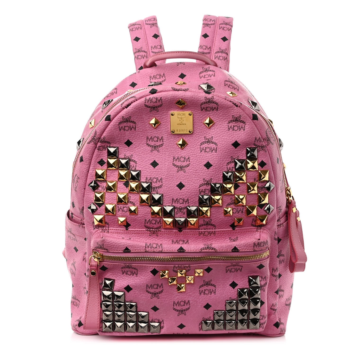 MCM Visetos Studded Medium Stark M Backpack Pink 1 of 11