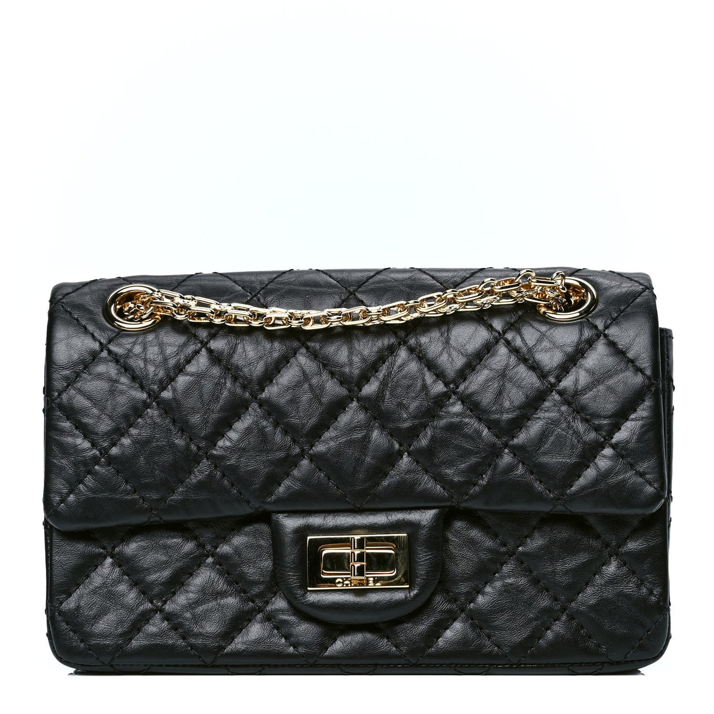 Aged Calfskin Quilted 2.55 Reissue Mini Flap Black