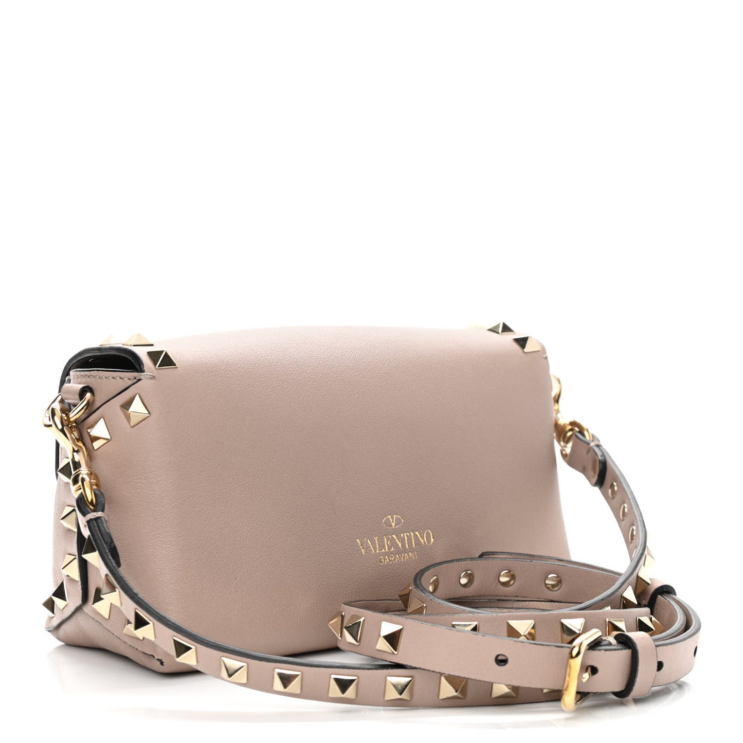 Calfskin Mini Rockstud Crossbody Bag Poudre