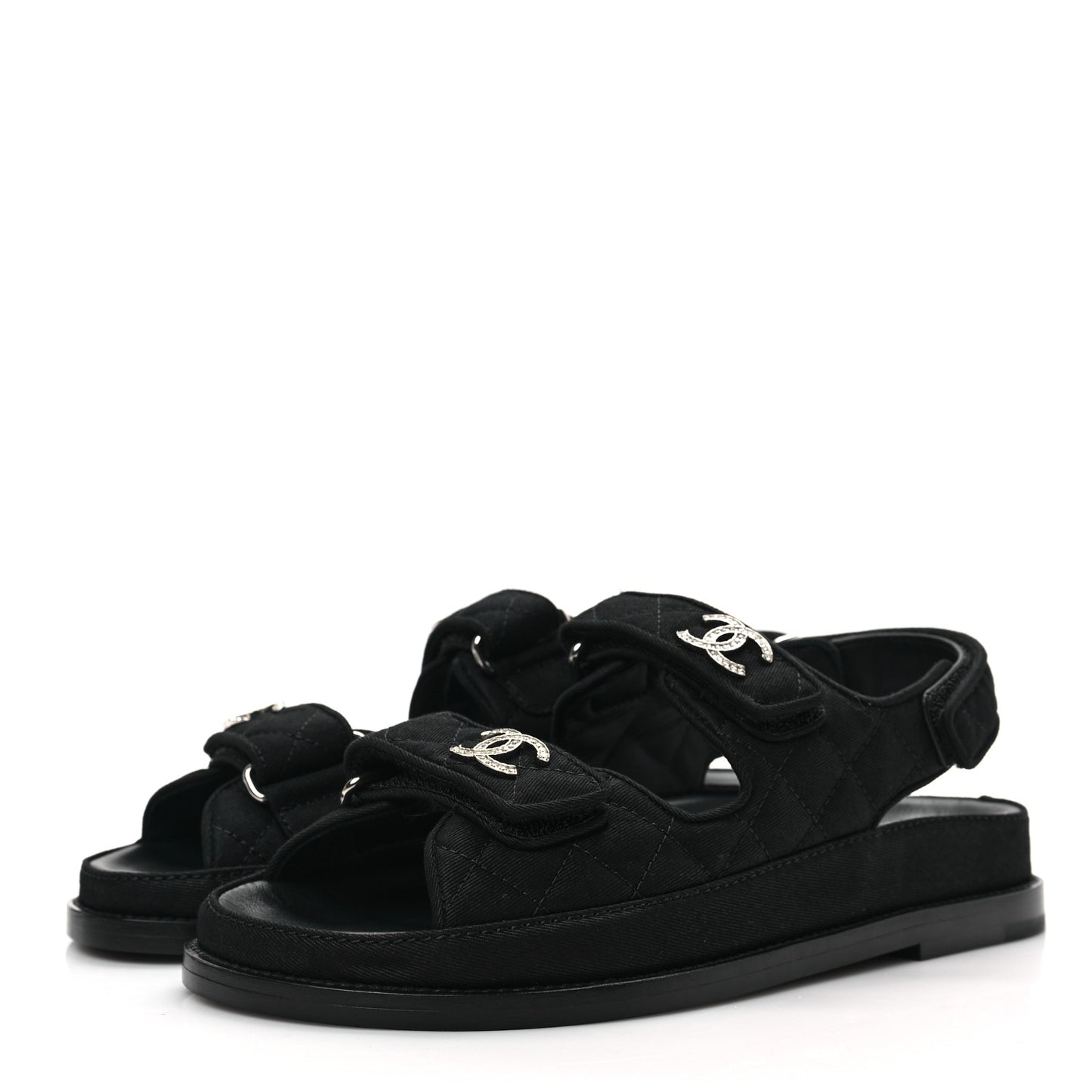 Mixed Fibers Velcro Dad Sandals 36 Black