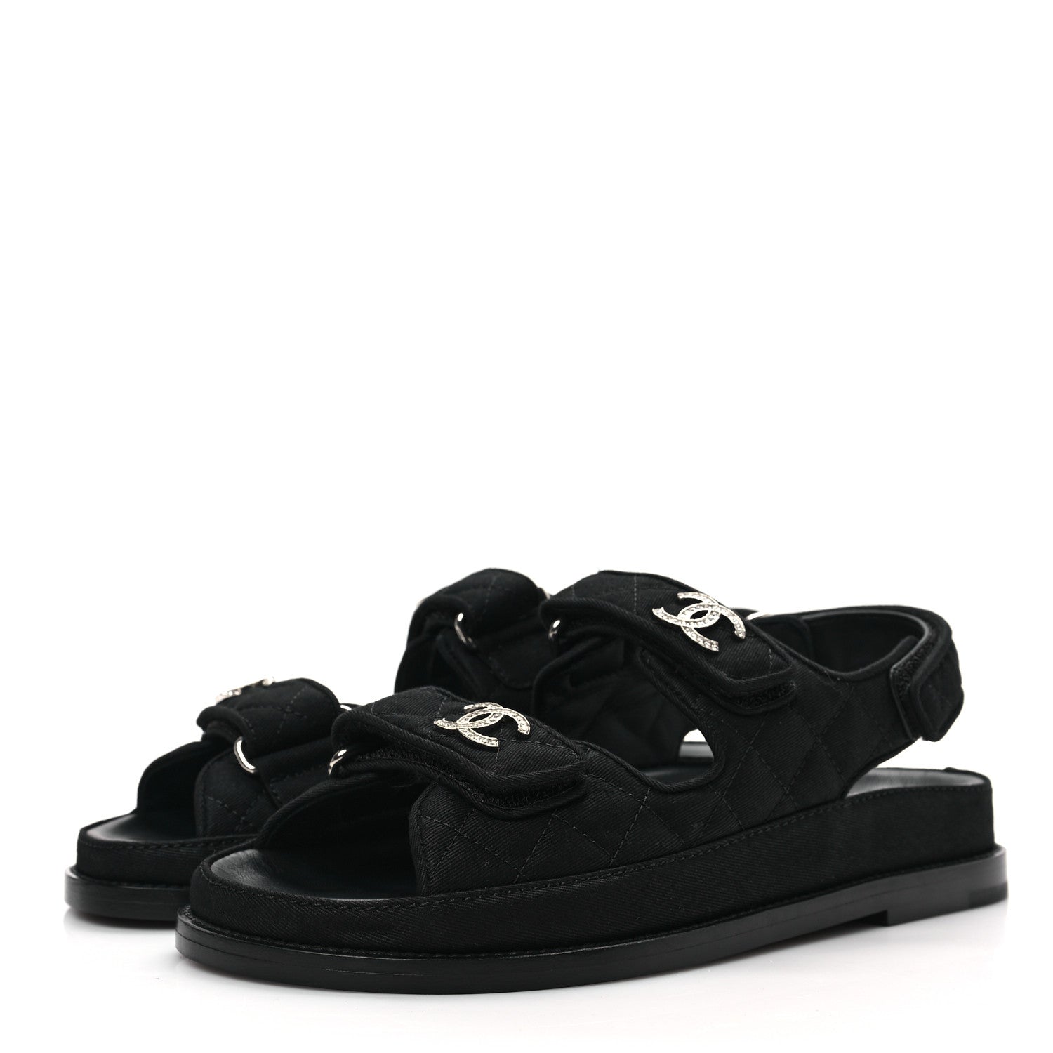 Chanel Mixed Fibers Velcro Dad Sandals 36 Black 4 of 9