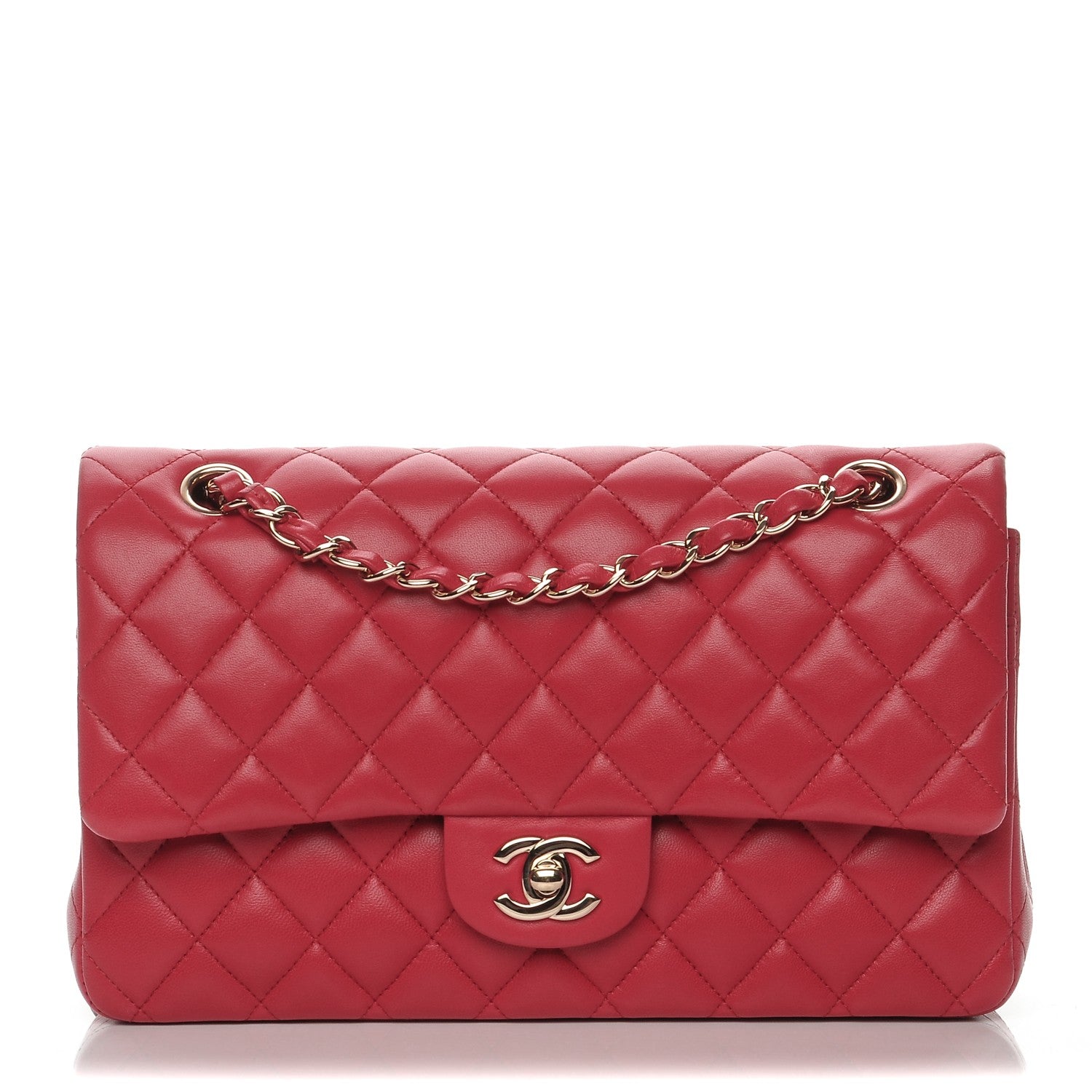 Chanel Lambskin Quilted Medium Double Flap Dark Pink 1 of 8