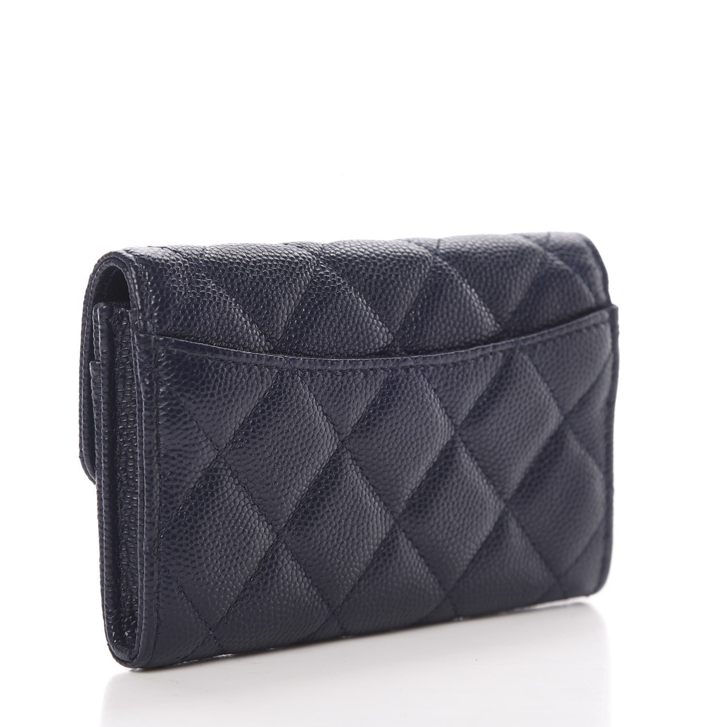 Chanel Caviar Quilted Flap Card Holder Wallet Navy Blue 2 of 9