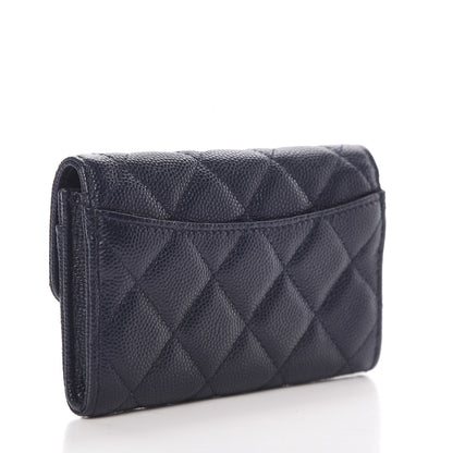 Chanel Caviar Quilted Flap Card Holder Wallet Navy Blue 2 of 9