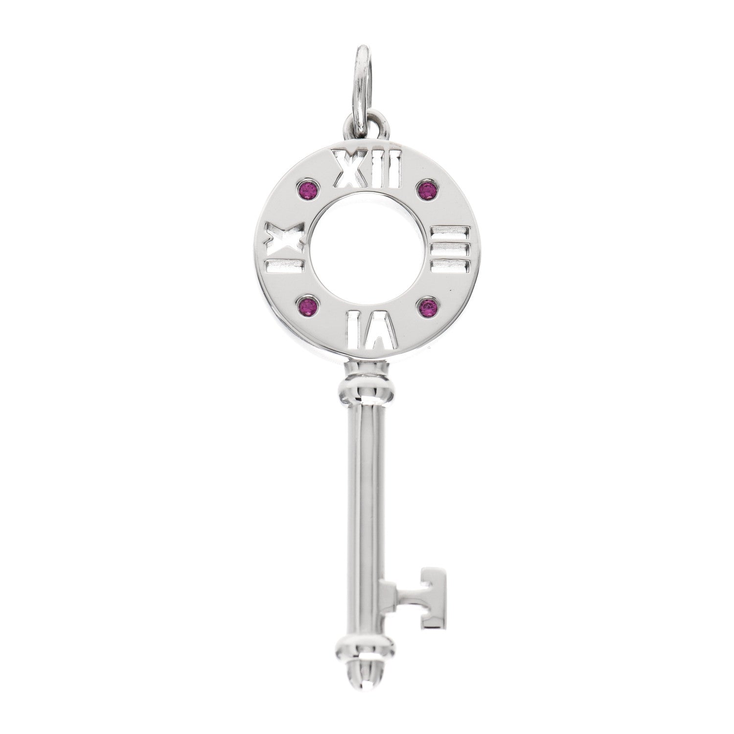 Tiffany 18K White Gold Ruby Atlas Pierced Key Pendant 1 of 5