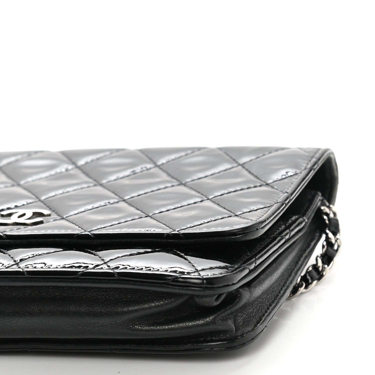 Chanel Patent Quilted Wallet On Chain WOC Black 11 of 12
