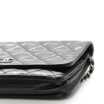 Chanel Patent Quilted Wallet On Chain WOC Black 11 of 12