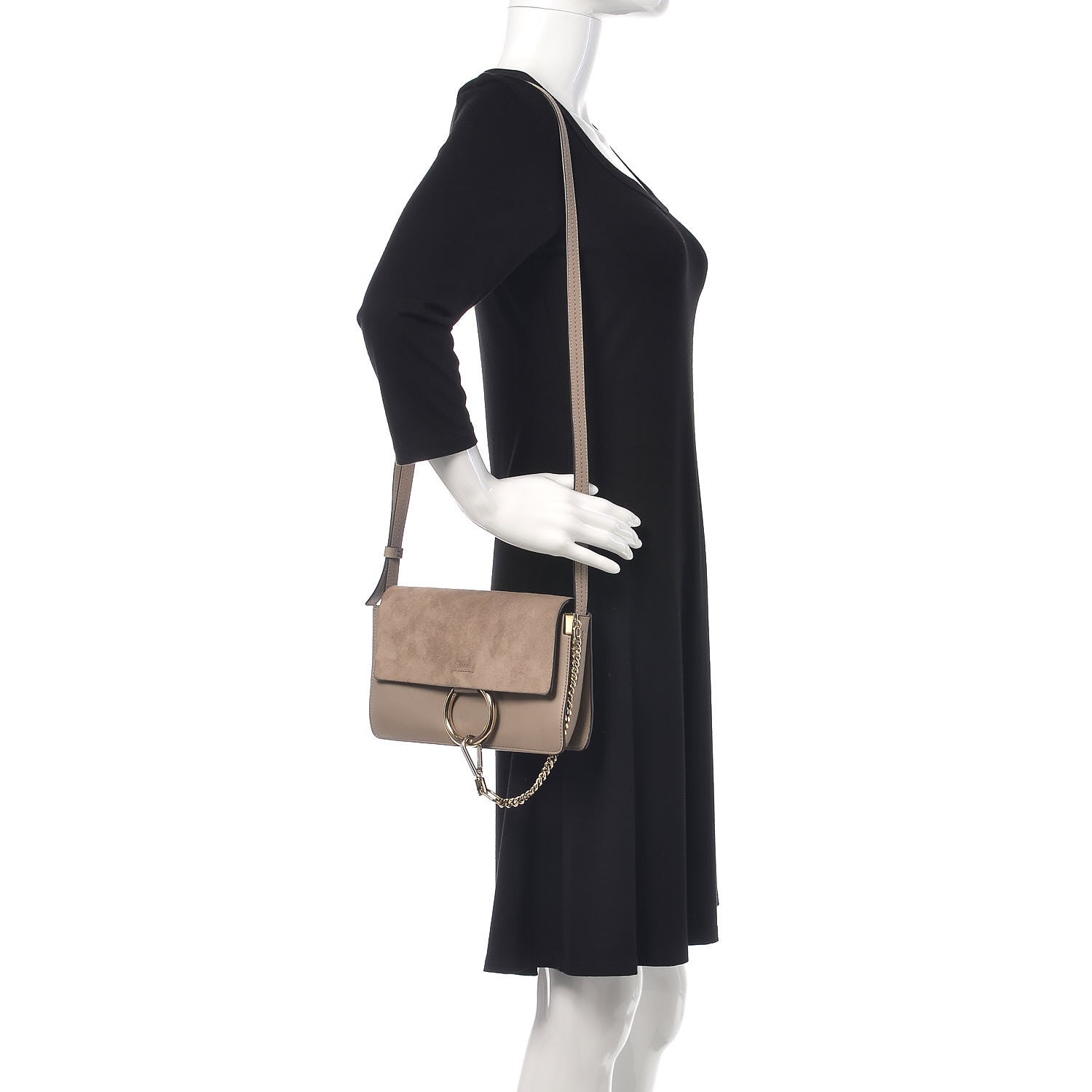 Chloe Suede Calfskin Small Faye Shoulder Bag Motty Grey 2 of 11