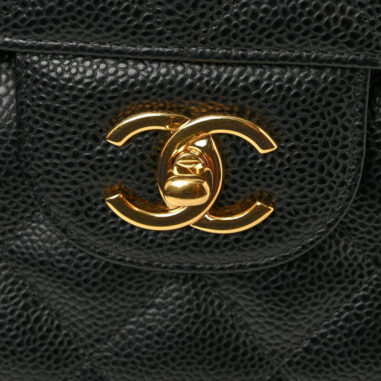 Caviar Quilted Jumbo Double Flap Black Black