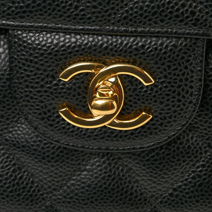 Chanel Caviar Quilted Jumbo Double Flap Black Black 12 of 13