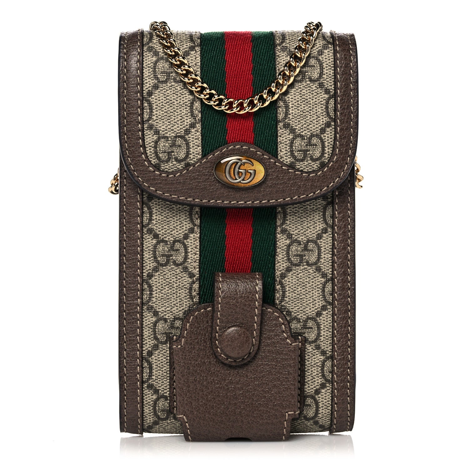 Gucci GG Supreme Monogram Web Ophidia Phone Case Crossbody Beige New Acero 1 of 9