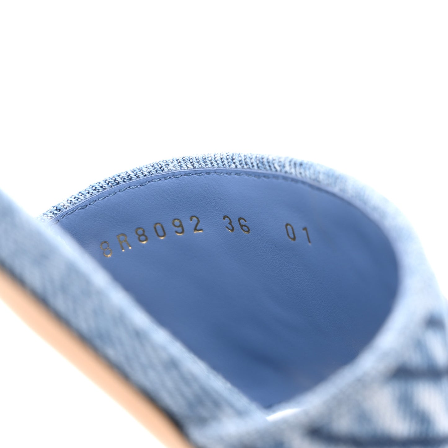 Denim Print Logo Flat Slide Sandals 36 Blue