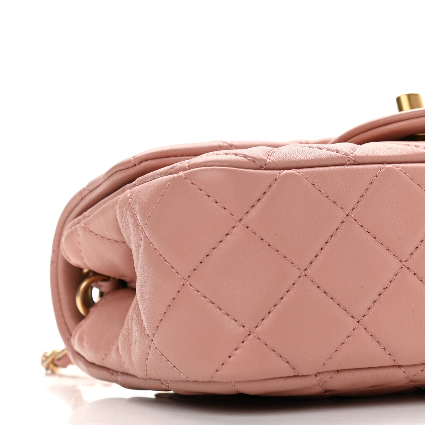 Lambskin Quilted Mini Rectangular Pearl Crush Flap Dark Pink