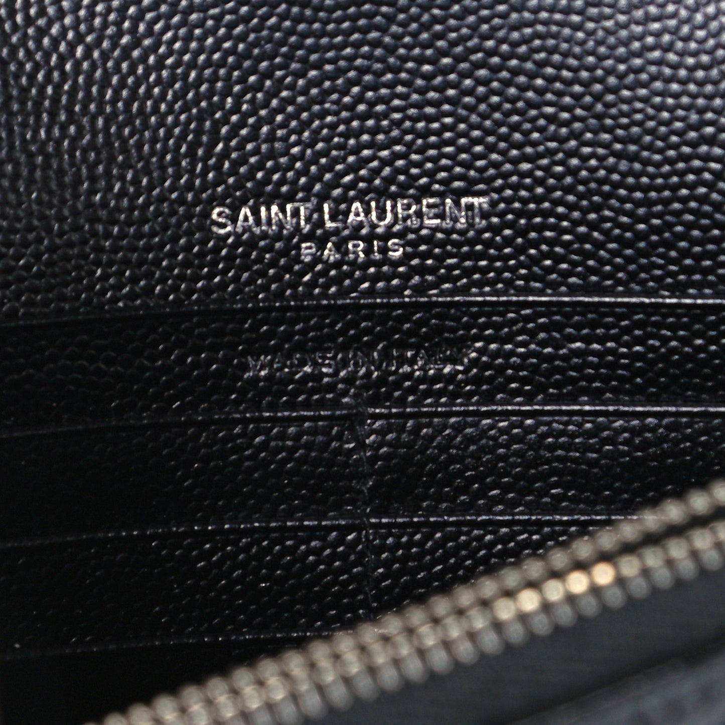 Grain De Poudre Matelasse Chevron Monogram Envelope Chain Wallet Black