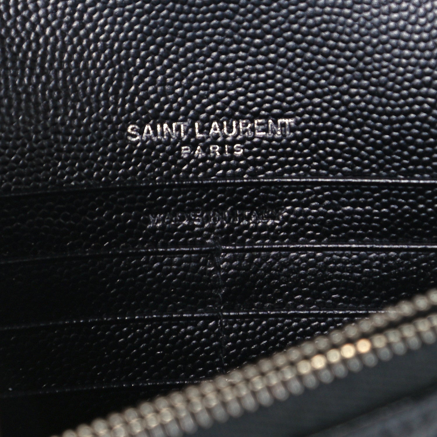 Saint Laurent Grain De Poudre Matelasse Chevron Monogram Envelope Chain Wallet Black 6 of 9