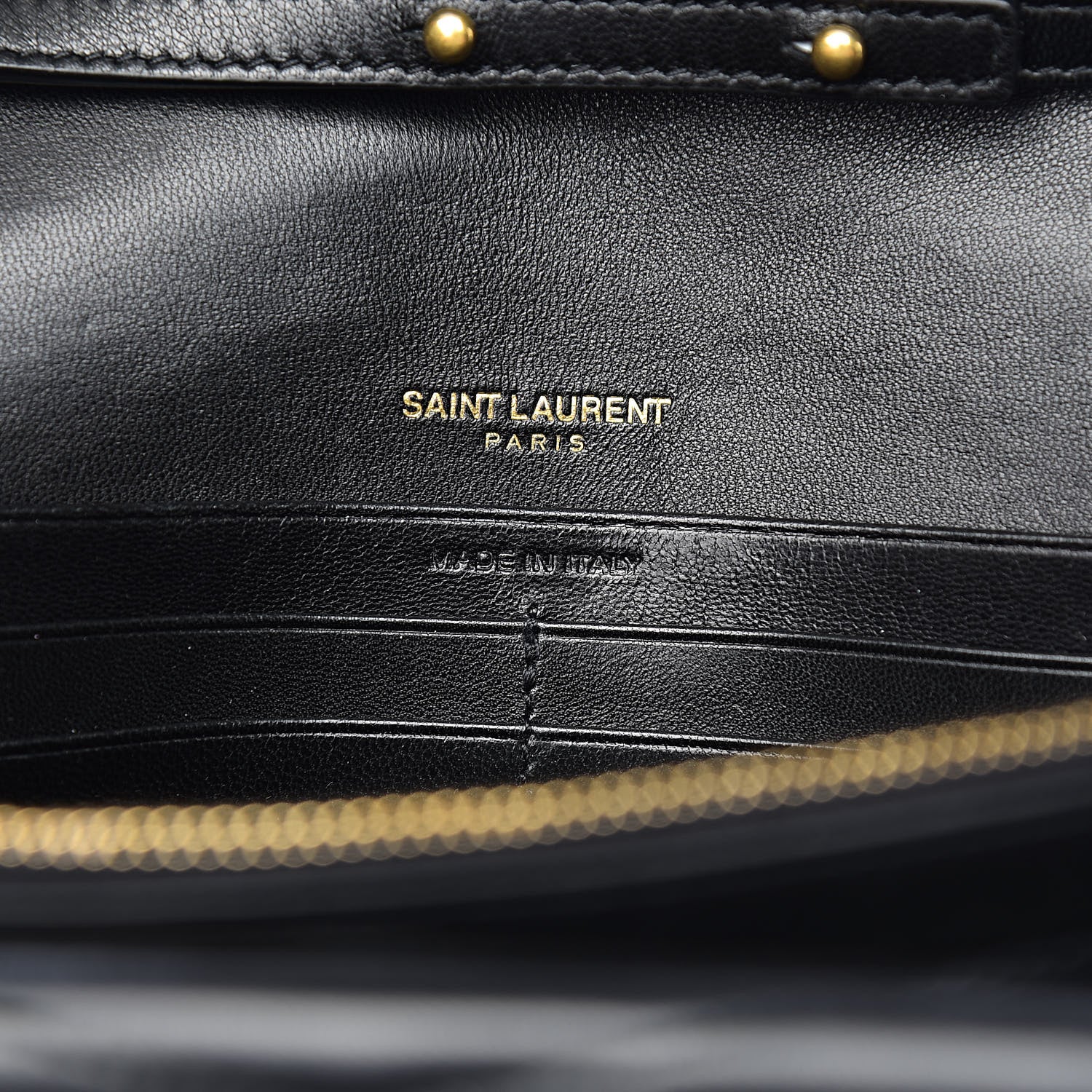 Saint Laurent Lambskin Matelasse Chevron Monogram Sulpice Chain Wallet Black 6 of 11