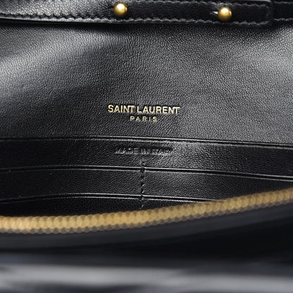 Saint Laurent Lambskin Matelasse Chevron Monogram Sulpice Chain Wallet Black 6 of 11