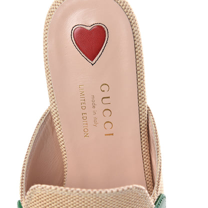 Gucci Canvas Vintage Charlotte Web Womens Princetown Slippers 35 Sand New Shamarock 5 of 7