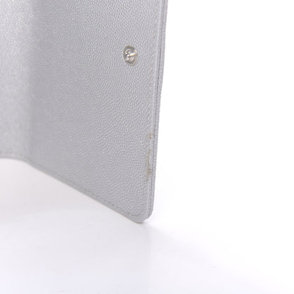 Chanel Metallic Caviar Chevron Quilted Mademoiselle Vintage Flap Wallet Silver 13 of 14