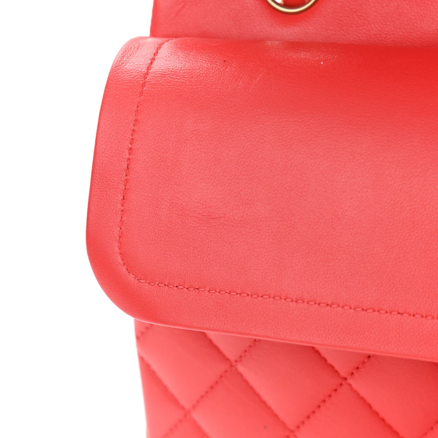 Lambskin Quilted Medium Double Flap Red
