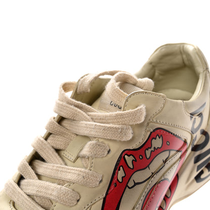 Gucci Calfskin Mouth Print Mens Rhyton Sneakers 8.5 Ivory 13 of 15
