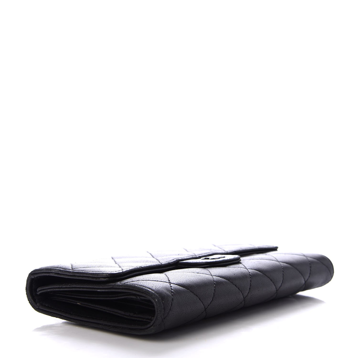 Chanel Lambskin Quilted Large Flap Wallet Black 4 of 8