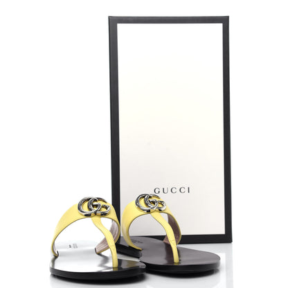 Gucci Calfskin GG Marmont Thong Sandals 37 Banana 10 of 10