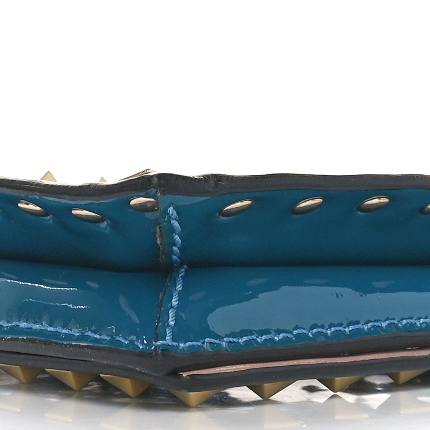 Valentino Garavani Patent Rockstud Wristlet Clutch Blue 9 of 13