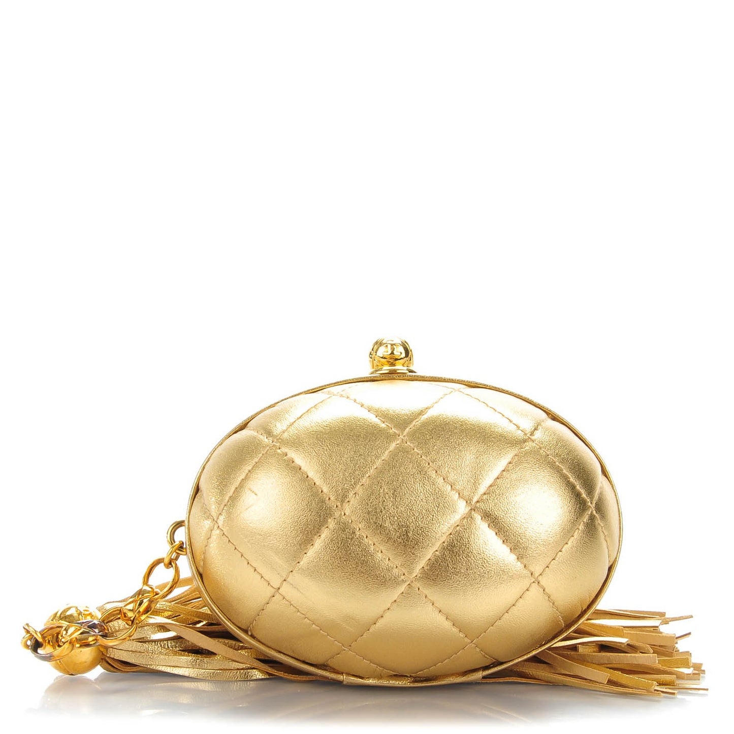Lambskin Quilted Tassel Clutch Bag Gold