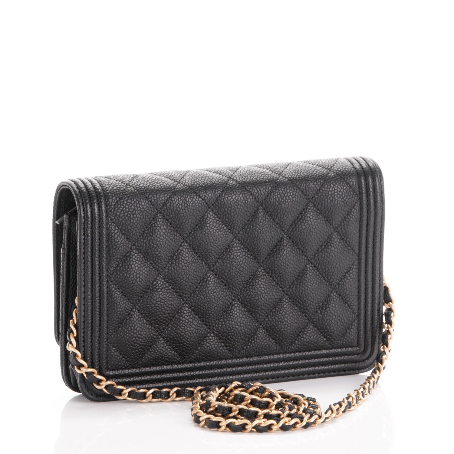 Chanel Caviar Quilted Boy Wallet On Chain WOC Black 3 of 8