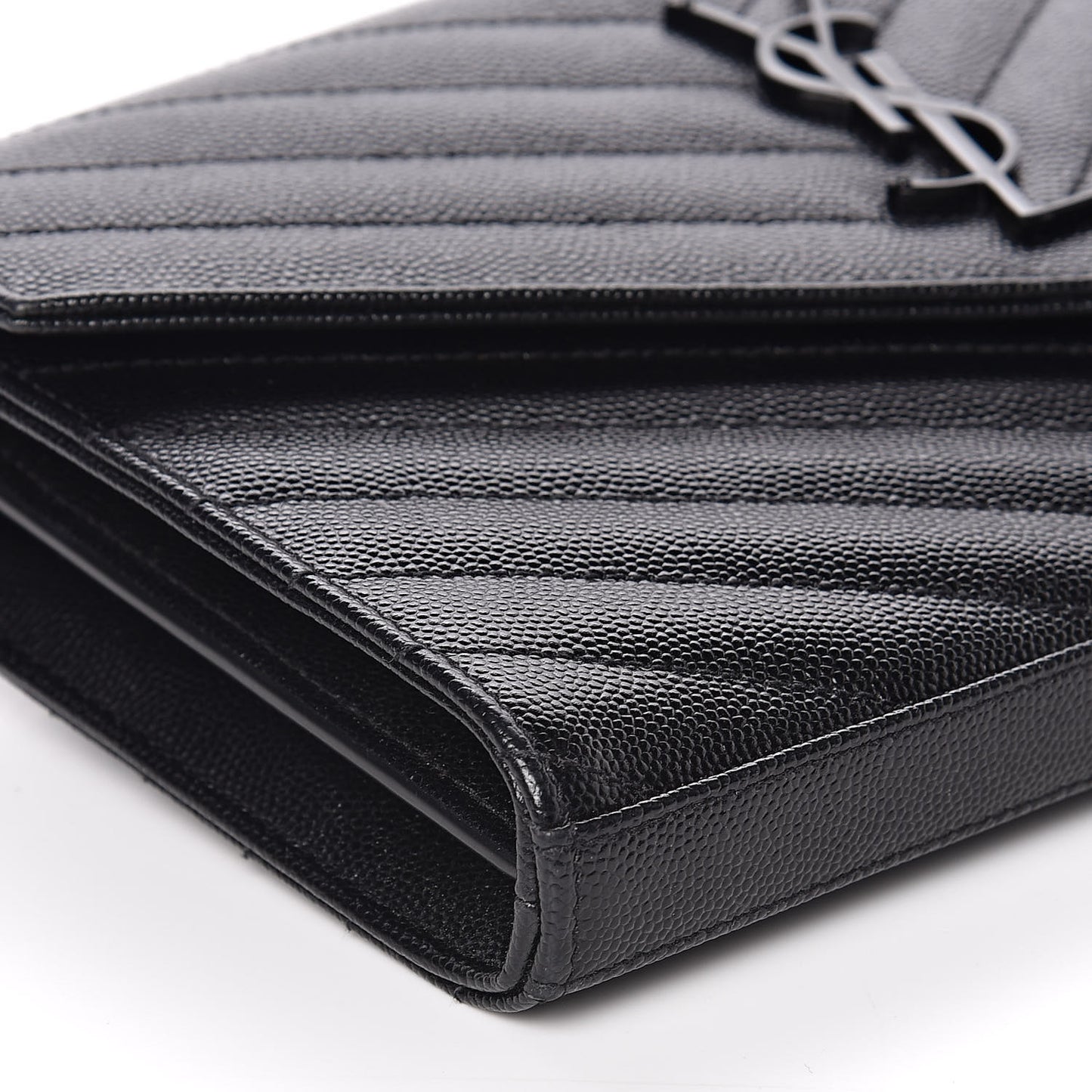 Grain De Poudre Matelasse Chevron Monogram Chain Wallet Black