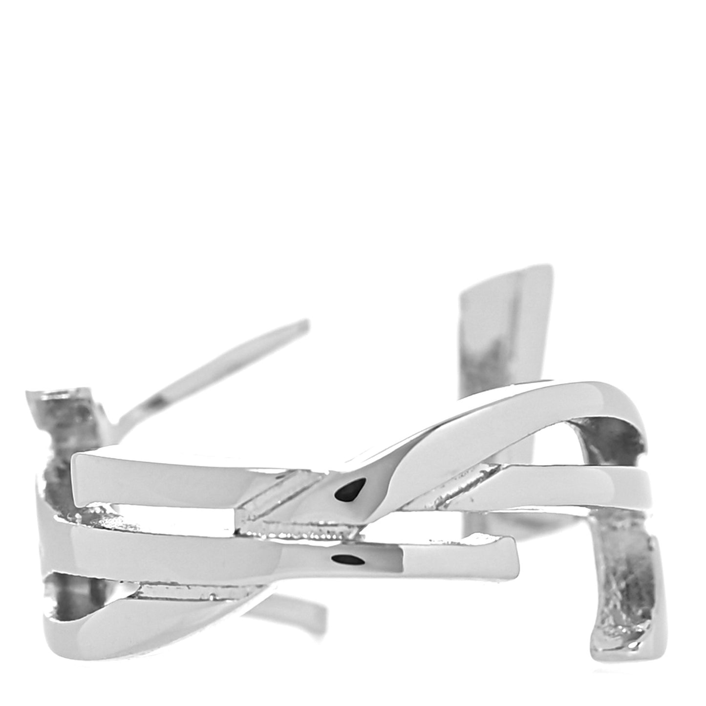 Metal Large Cassandre YSL Logo Ear Cuff Earring Silver