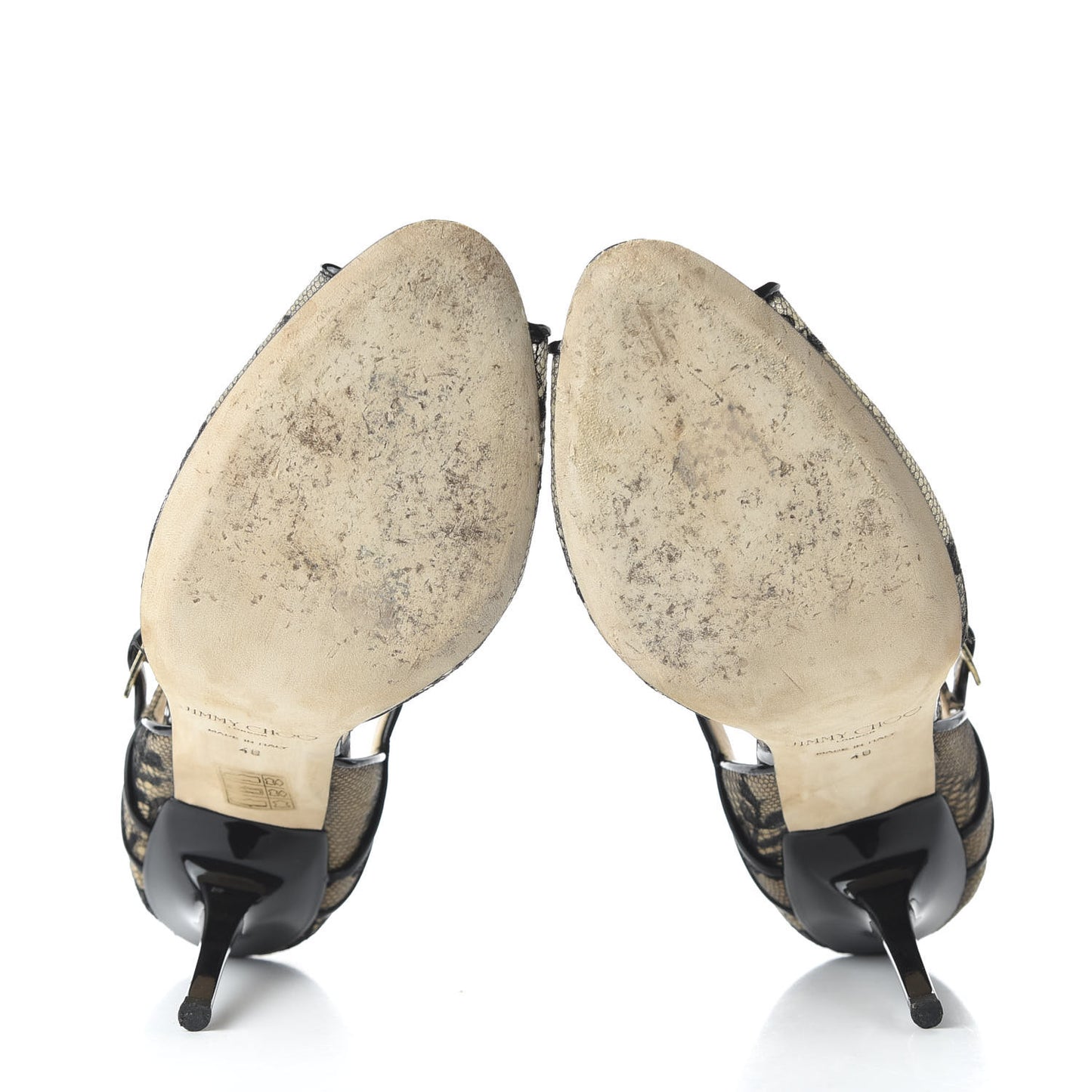 Patent Lace Peep Toe Mary Jane Pumps 40 Black
