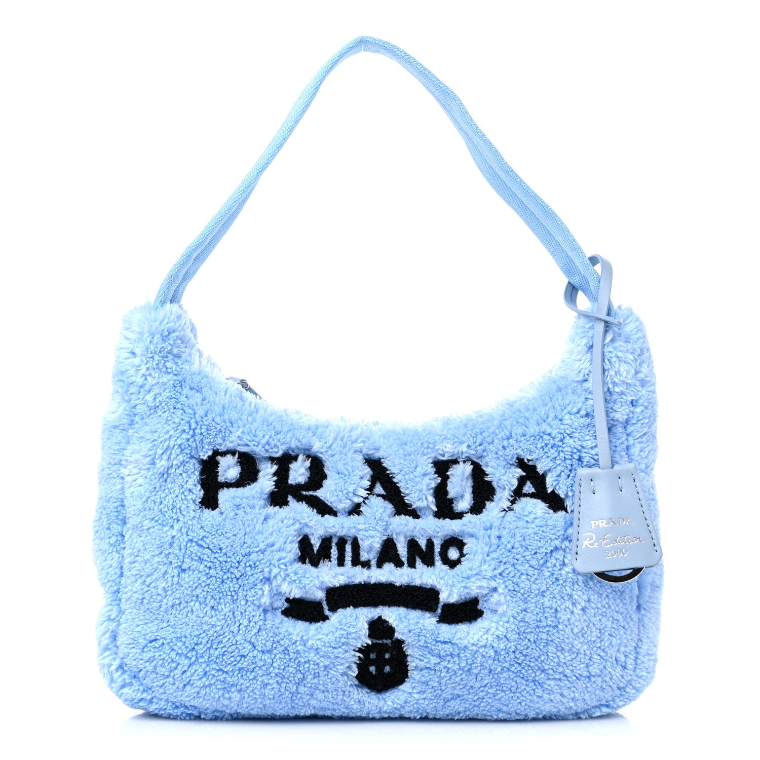 Prada Terry Cloth Mini Re-Edition 2000 Bag Celeste Black 1 of 8